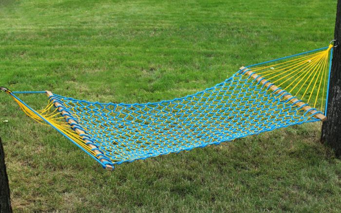 Гамак посилений безвузловий - Мотузка Ø10 мм - 130x200 см - Бірюзовий