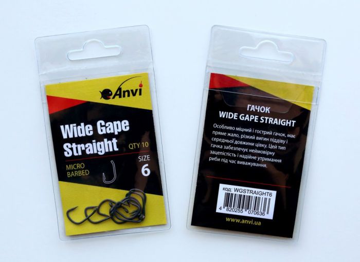 Гачок короповий Anvi Wide Gape Straight №6 - 10 шт/уп
