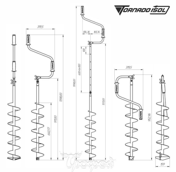 Льодобур Барнаульський Тонар "ТОРНАДО-М2" - 150 мм - Ліве обертання - З чохлом