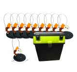 Зимовий набір: Жерлиця Щука оснащена 10 шт. + Ящик зимовий 18 л - Чорно-салатовий