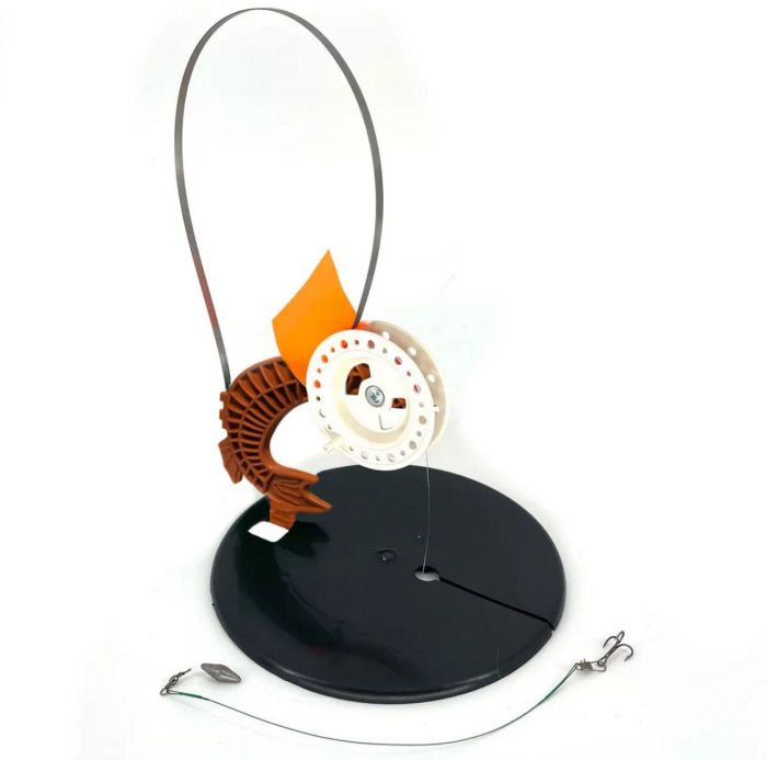 Зимовий набір: Жерлиця Щука оснащена 10 шт. + Ящик зимовий 18 л - Чорно-салатовий