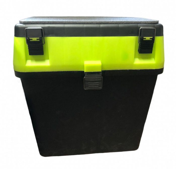 Зимовий набір: Жерлиця Щука оснащена 10 шт. + Ящик зимовий 18 л - Чорно-салатовий