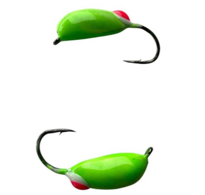 Мормишка Вольфрамова Володимирська Частка часнику - З червоною точкою - 3 мм - 0.4 г - Зелений - Арт.599