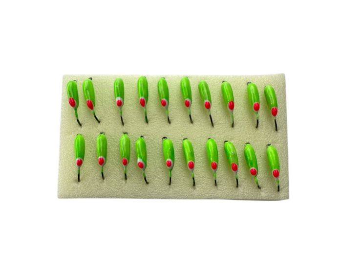 Мормишка Вольфрамова Володимирська Частка часнику - З червоною точкою - 3 мм - 0.4 г - Зелений - Арт.599