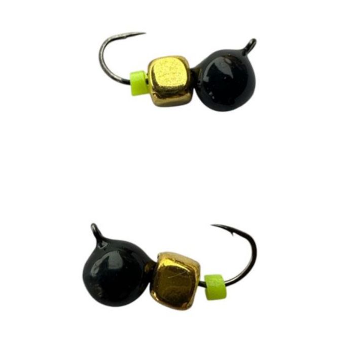 Мормишка Вольфрамова Володимирська Куля Гранений з кембриком - З кубиком золото - 4 мм - 0.7 г - Чорний - Арт.598