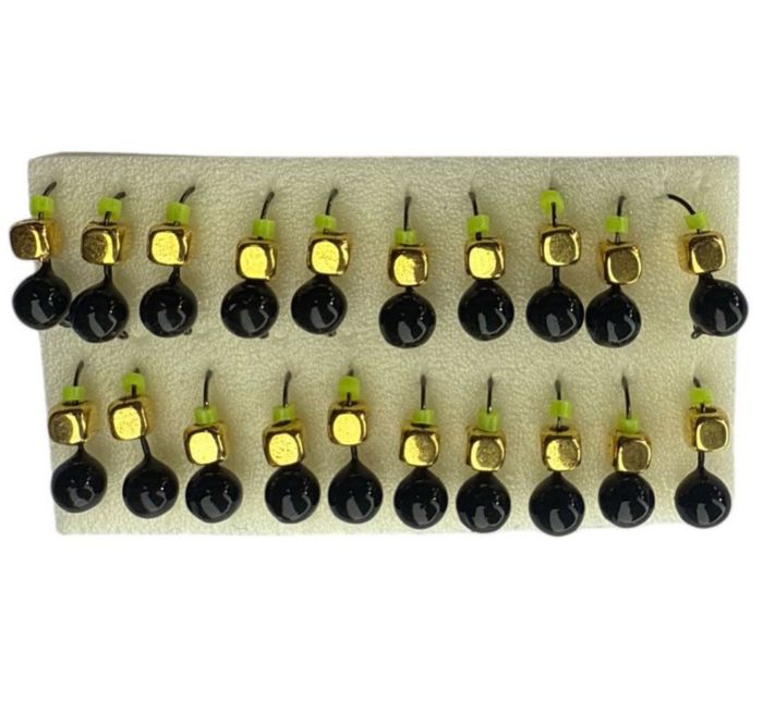 Мормишка Вольфрамова Володимирська Куля Гранений з кембриком - З кубиком золото - 4 мм - 0.7 г - Чорний - Арт.598