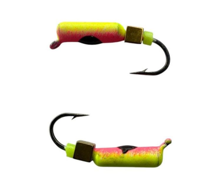 Мормишка Вольфрамова Володимирська Гвоздик - З кубиком золото - 3 мм - 0.5 г - Жовто-червоний з чорною точкою - Арт.594