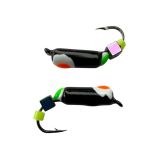 Мормишка Вольфрамова Володимирська Гвоздик - З кубиком хамелеон - 3.5 мм - 0.9 г - Чорний з біло-червоно-зеленою точкою - Арт.636