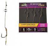 Бойловий (карповий) повідець X-Strong Carp - 15 см - Wide Gape Hook №8 - 25lb/11.5kg - Профмонтаж - 3 шт/уп