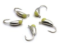 Мормишка Вольфрам Частина часнику з каменем - Світле срібло - 10 шт./уп