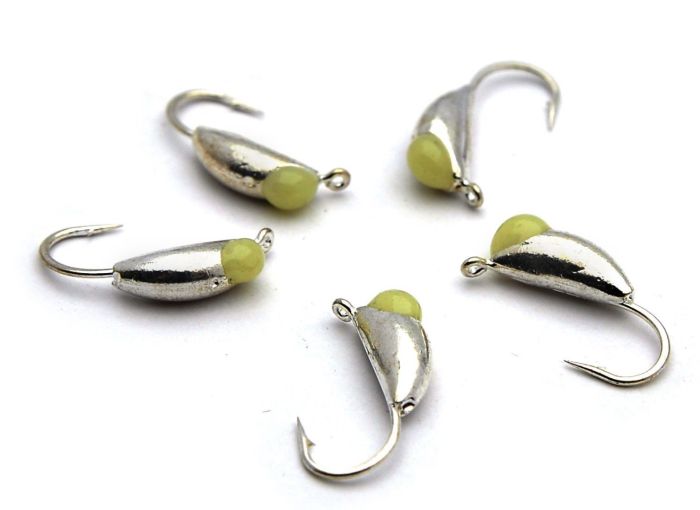 Мормишка Вольфрам Частина часнику з каменем - Світле срібло - 10 шт./уп