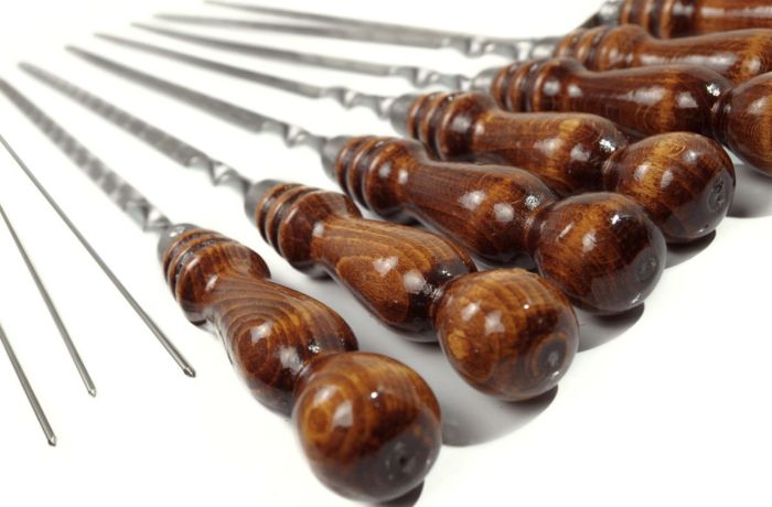 Набір шампурів з дерев'яними ручками + Спиці для овочів - У чохлі - Тип 2 - Кізляр