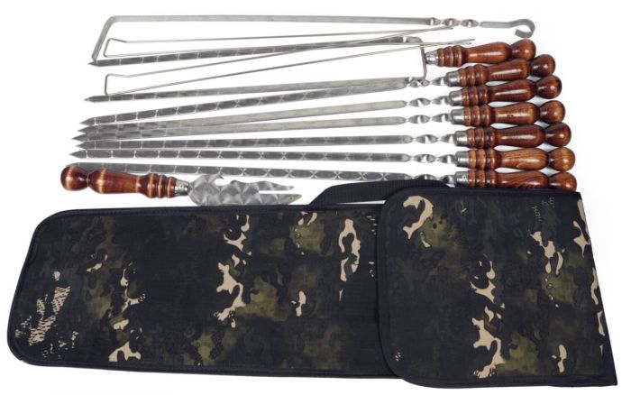 Набір шампурів з дерев'яними ручками + Спиці для овочів - У чохлі - Тип 2 - Кізляр