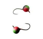 Мормишка Вольфрамова Володимирська Куля Гранений з кембриком - Фарбований - 4 мм - 0.6 г - Чорно-зелено-червоний - Арт.621