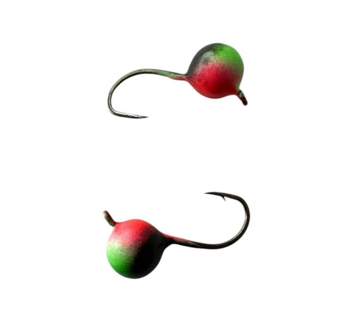 Мормишка Вольфрамова Володимирська Куля Гранений з кембриком - Фарбований - 4 мм - 0.6 г - Чорно-зелено-червоний - Арт.621