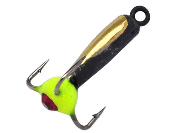 Мормишка Вольфрамова Володимирська "Чортик трійник зі стразом" з/к - 2 мм - 0,3 г - Арт.320