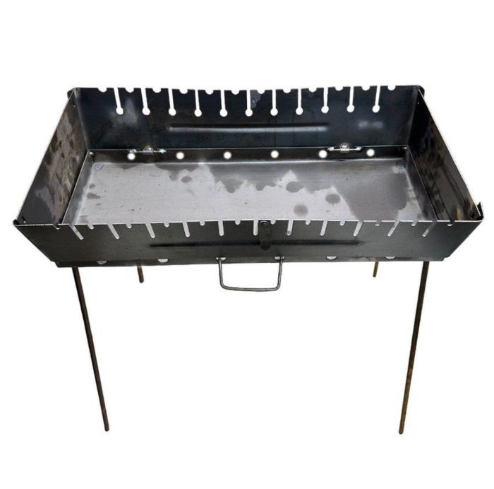 Мангал Валіза - Розкладний - Зі знімними ніжками - Сталь 2 мм - 67x35x16 см - На 12 шампурів