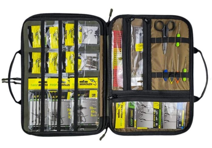 Органайзер GREAT-RIGS для готових повідців, фурнітури та аксесуарів - ПрофМонтаж - 2 відсіки - 40x30x4 см - Хакі