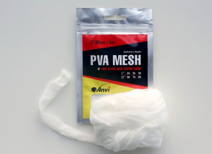 ПВА сітка Anvi PVA Mesh - Повільно розчинна - Для теплої води - Ø32 мм