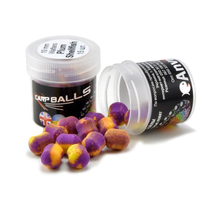 Бойли Carp Balls Wafters - Нейтральна плавучість - Ø10 мм - 15 шт/уп - Plum and Shellfish (Слива та риба)