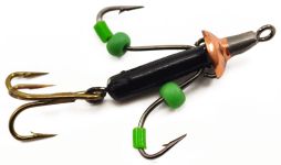 Мормишка Вольфрамова Володимирська "Стрекоза" (2 плаваючі гачки+трійник) м/к - 2 мм - 0.5 г - Арт.61