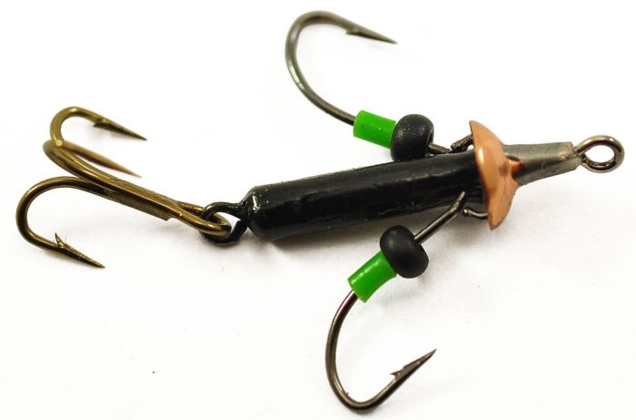 Мормишка Вольфрамова Володимирська "Стрекоза" (2 плаваючі гачки+трійник) м/к - 2 мм - 0.5 г - Арт.61