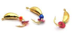 Мормишка Вольфрам Долька Часнику з бісером - Золото - 10 шт./уп