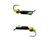 Мормишка Вольфрамова Володимирська Гвоздик - З кулькою золото - 3 мм - 0.5 г - Чорний із зелено-білою точкою - Арт.618