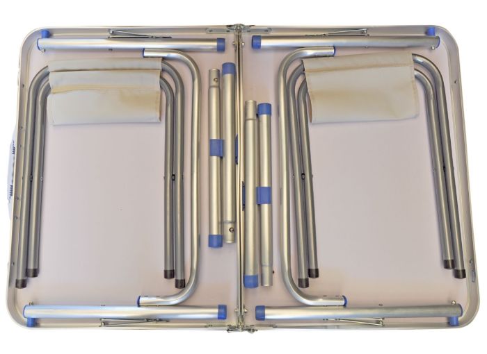 Стіл + 2 стільці - 60x90 - Білий (туристичний для кемпінгу та пікніка)
