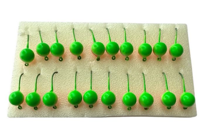 Мормишка Вольфрамова Володимирська Куля Гранений з кембриком - Фарбований - 4 мм - 0.6 г - Зелено-червоний - Арт.617