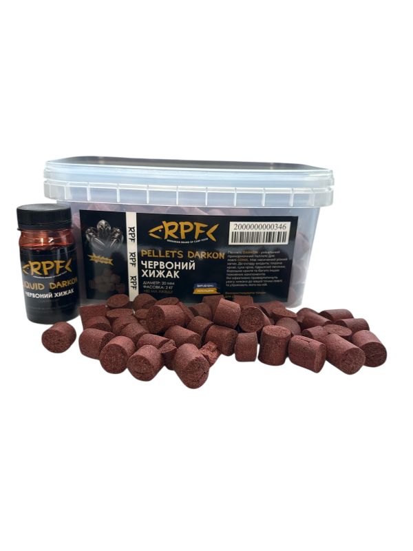 Пеллетс RPF на сома DARKON Червоний Хижак 2 кг + Ліквід 80 мл