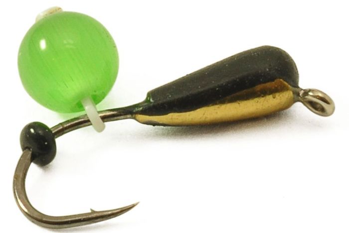 Мормишка Вольфрамова Володимирська "Крапля з вушком з підвісною кулькою котяче око" з/к - 2,5 мм - 0,6 г - Арт.173