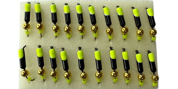 Мормишка Вольфрамова Володимирська "Гвоздик з кулькою" - Золото - 2 мм - 0,5 г - Чорно-жовтий - Арт.586