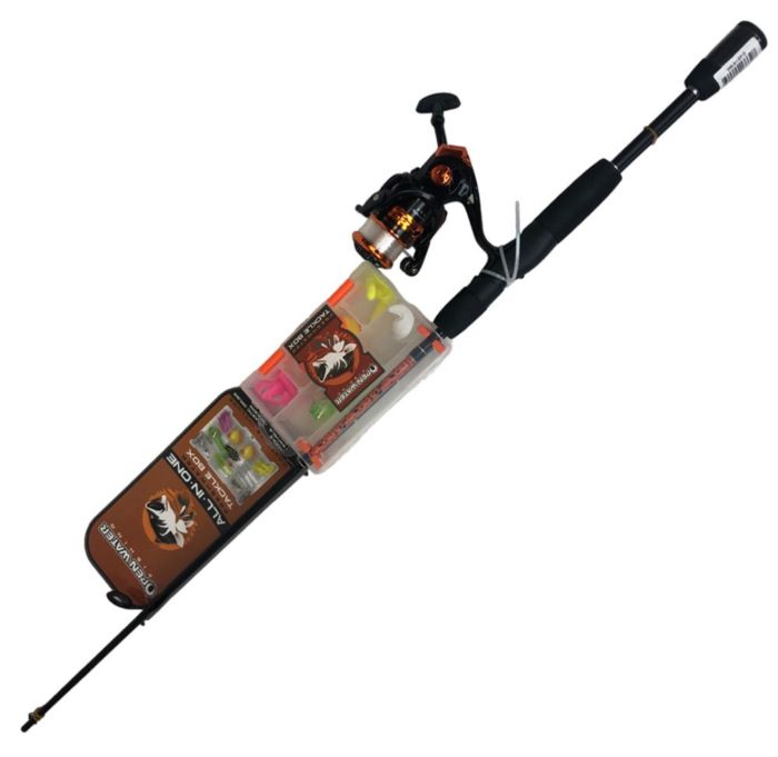 Набір Спінінгіста (спінінг+котушка+ коробка з наживками) - Помаранжевий