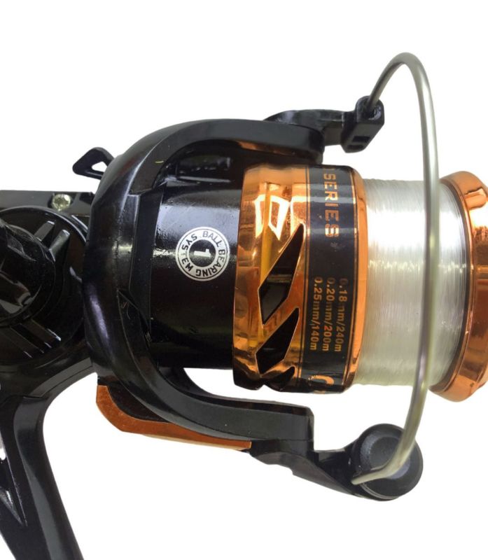 Набір Спінінгіста (спінінг+котушка+ коробка з наживками) - Помаранжевий