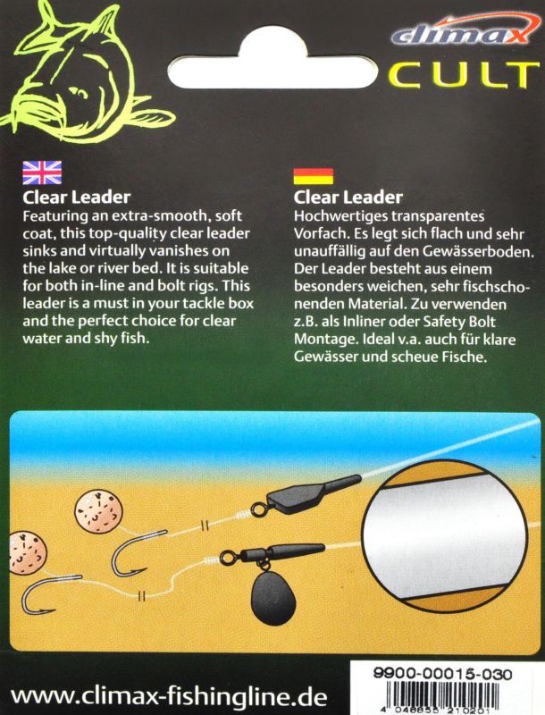 Повідець Climax CULT - Clear Leader - 70 см - Нейлон - 30lb - Clear (Прозорий)