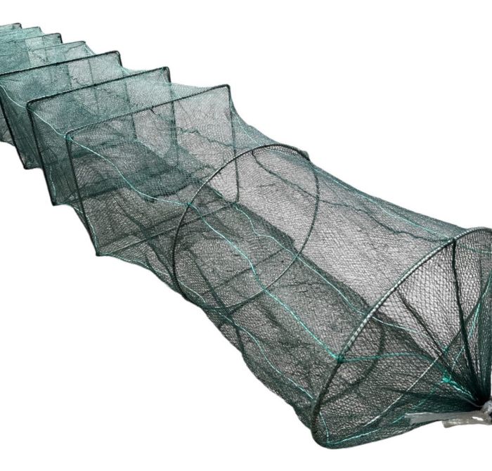 Раколовка гармошка Wolf №32 - 6 м - 43x33 см - Осередок 5 мм - 8 входів - Зелений