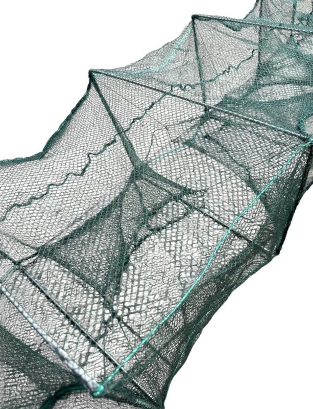 Раколовка гармошка Wolf №32 - 6 м - 43x33 см - Осередок 5 мм - 8 входів - Зелений