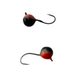 Мормишка Вольфрамова Володимирська Куля Гранений з кембриком - Фарбований - 4 мм - 0.7 г - Чорно-червоний - Арт.600