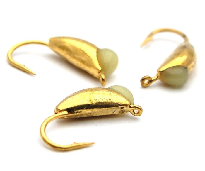 Мормишка Вольфрам Долька Часнику з каменем - Золото - 10 шт./уп