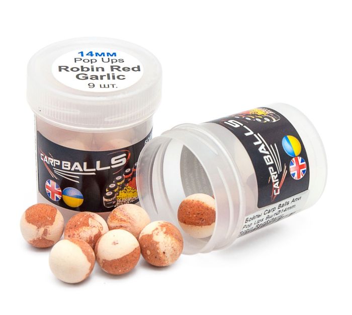 Бойли CarpBalls Anvi Pop Ups - Пробник - 9 шт. - Плаваючі - Ø14 мм - Robin Red&Garlic