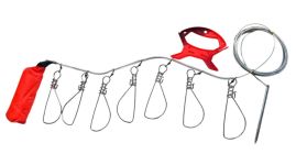 Кукан посилений з поплавком на металевому тросі - 7 карабінів - Довжина 6 м