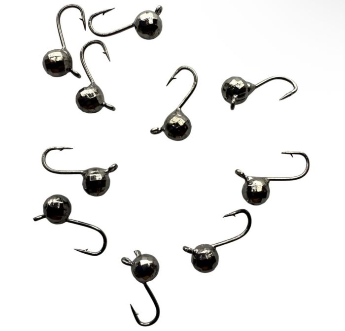 Мормишка вольфрамова - Куля Гранена - Прибалтика - Чорний нікель - 10 шт/уп - 0.25 г, Гачок: Kumho №18