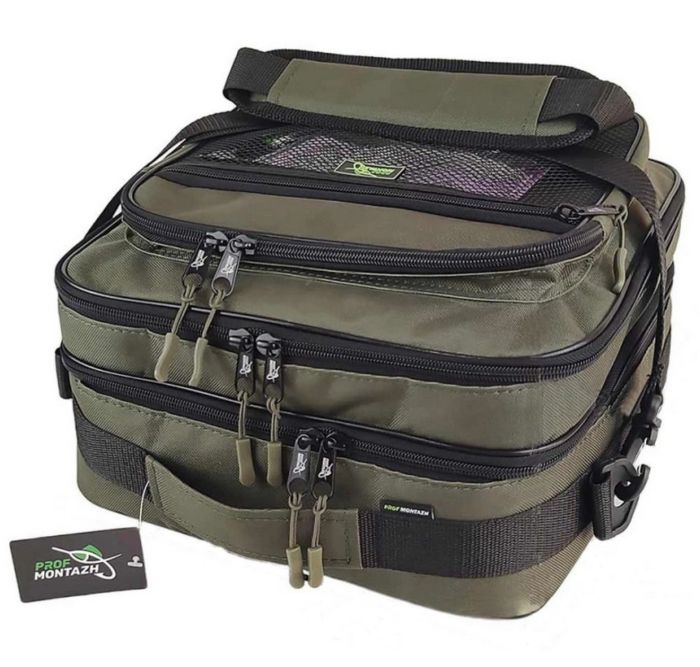 Подвійна сумка Twin Point для снастей та аксесуарів - ПрофМонтаж - 2 яруси - 31х32х20 см - Хакі