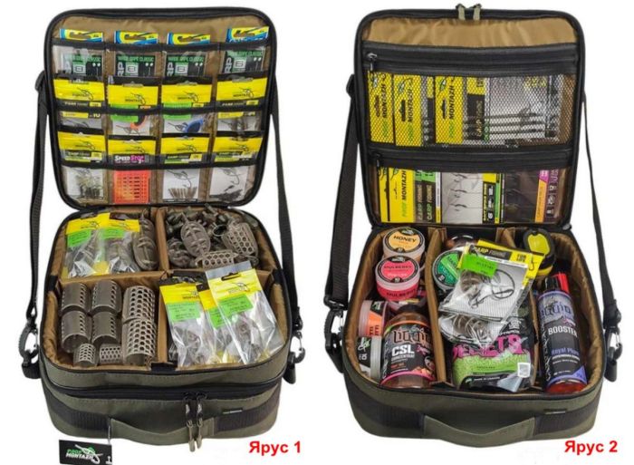 Подвійна сумка Twin Point для снастей та аксесуарів - ПрофМонтаж - 2 яруси - 31х32х20 см - Хакі