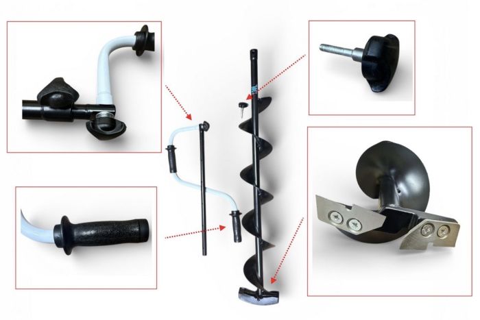Льодобур харківський телескопічний 130 мм - ліве обертання