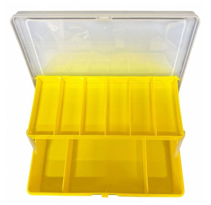 Коробка Briz 012 - Для рибальських снастей - Двополична - 9 осередків - Жовта