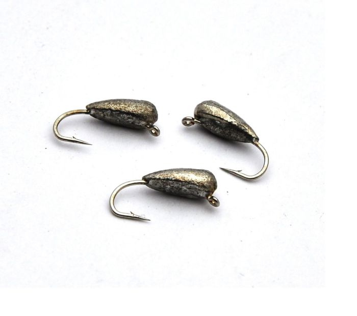 Мормишка Вольфрам Пів Краплі - Темне срібло - 10 шт./уп - 0,7 г, Гачок №14