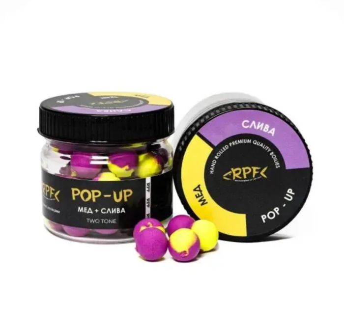 Бойли RPF Поп-ап Two Tone Двоколірні Ø8 мм - Мед+Слива