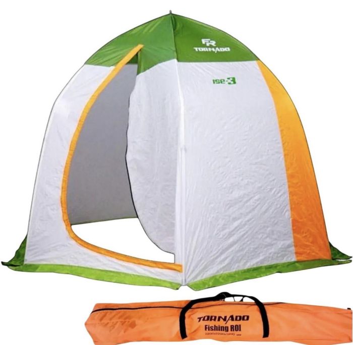 Палатка зимова Fishing ROI Tornado Ise 3 - 220x220x180 см - Білий/Зелений/Помаранчевий